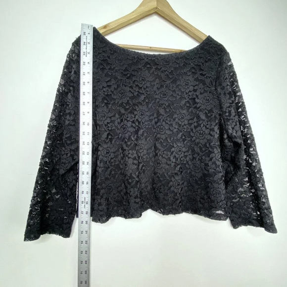 Lane Bryant Black Lace 3/4 Sleeve Crop Top Plus 22/24 Party Evening Date Night - Picture 10 of 10